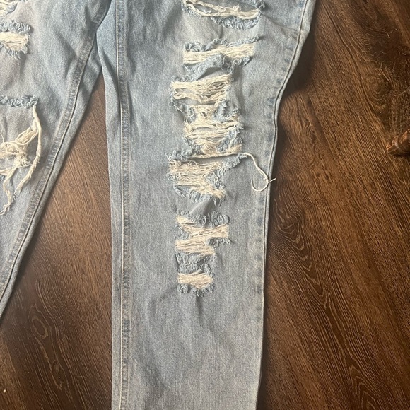 Vanilla Star 90s Boyfriend Jeans size 13 Distressed Ripped Denim hand painted - Picture 3 of 6